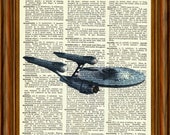 Starship Enterprise Star Trek Upcycled Dictionary Art Print Poster Quote