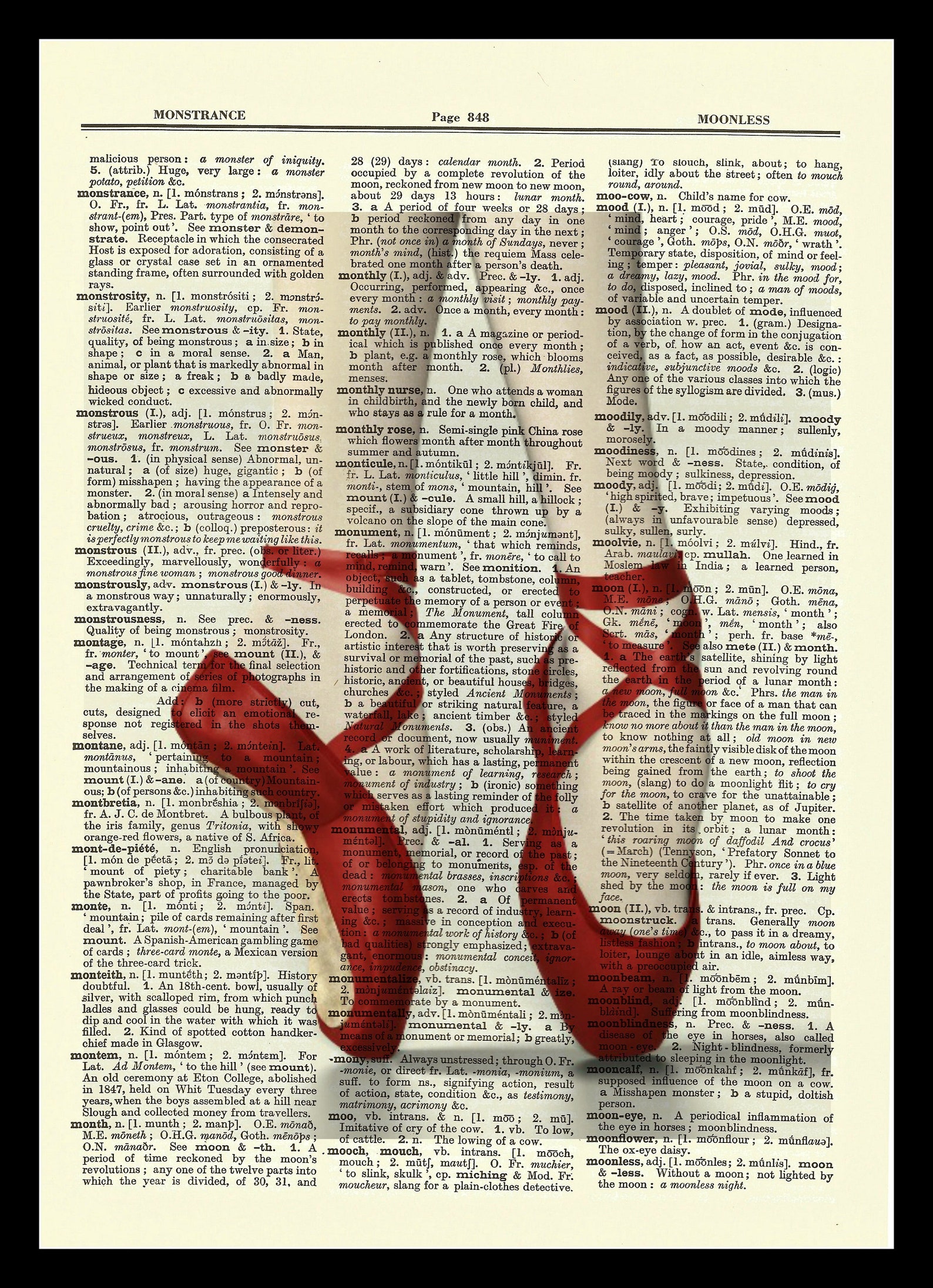 red ballet slippers upcycled dictionary art print poster