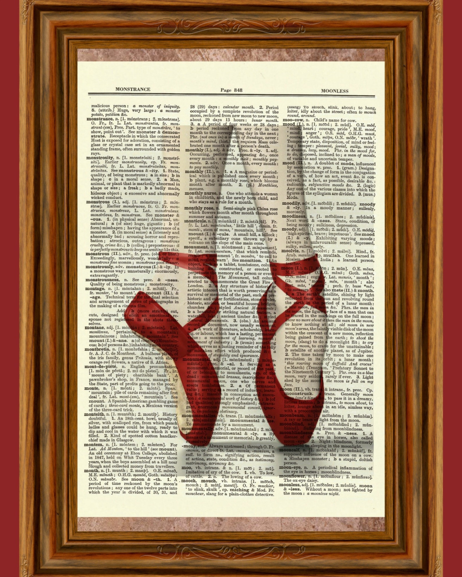 red ballet slippers upcycled dictionary art print poster