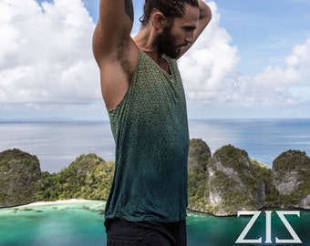 ZIZ Triquetra / Men's Singlet  / Jade Green / Organic Bamboo / Natural Dye