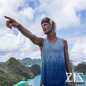 ZIZ Triquetra / Men&#39;s Singlet / Indigo Sky / Organic Bamboo / Natural Dye