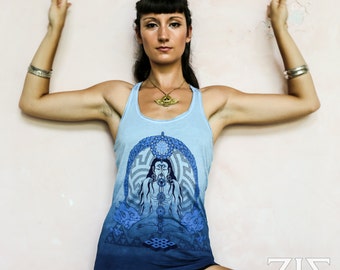 ZIZ Yogi / Women's Racer Back Singlet / Indigo Sky / Organic Bamboo / Natural Dye