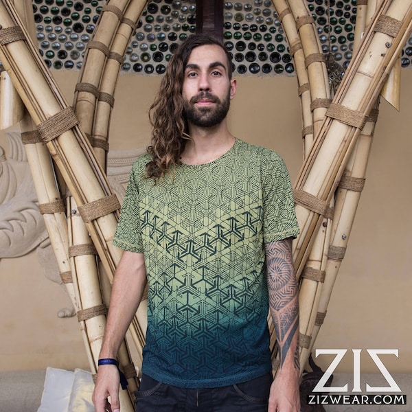 ZIZ Geomorph / Men's T-shirt / Jade Green / Organic Cotton & Bamboo Blend / Natural Dye