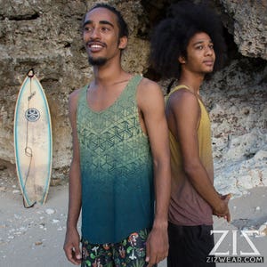 ZIZ Geomorph / Men's Singlet / Jade Green / Organic Bamboo / Natural Dye image 2
