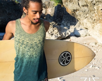 ZIZ Geomorph / Men's Singlet / Jade Green / Organic Bamboo / Natural Dye