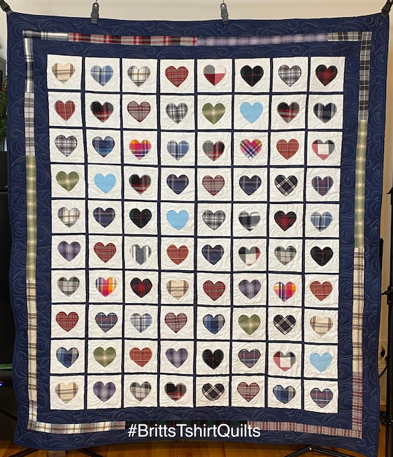 Heart Memorial Quilt Made From YOUR Loved One s Clothes Shirts or Neckties. Custom Quilt. Upcycled Clothing. Repurposed Ties Etsy