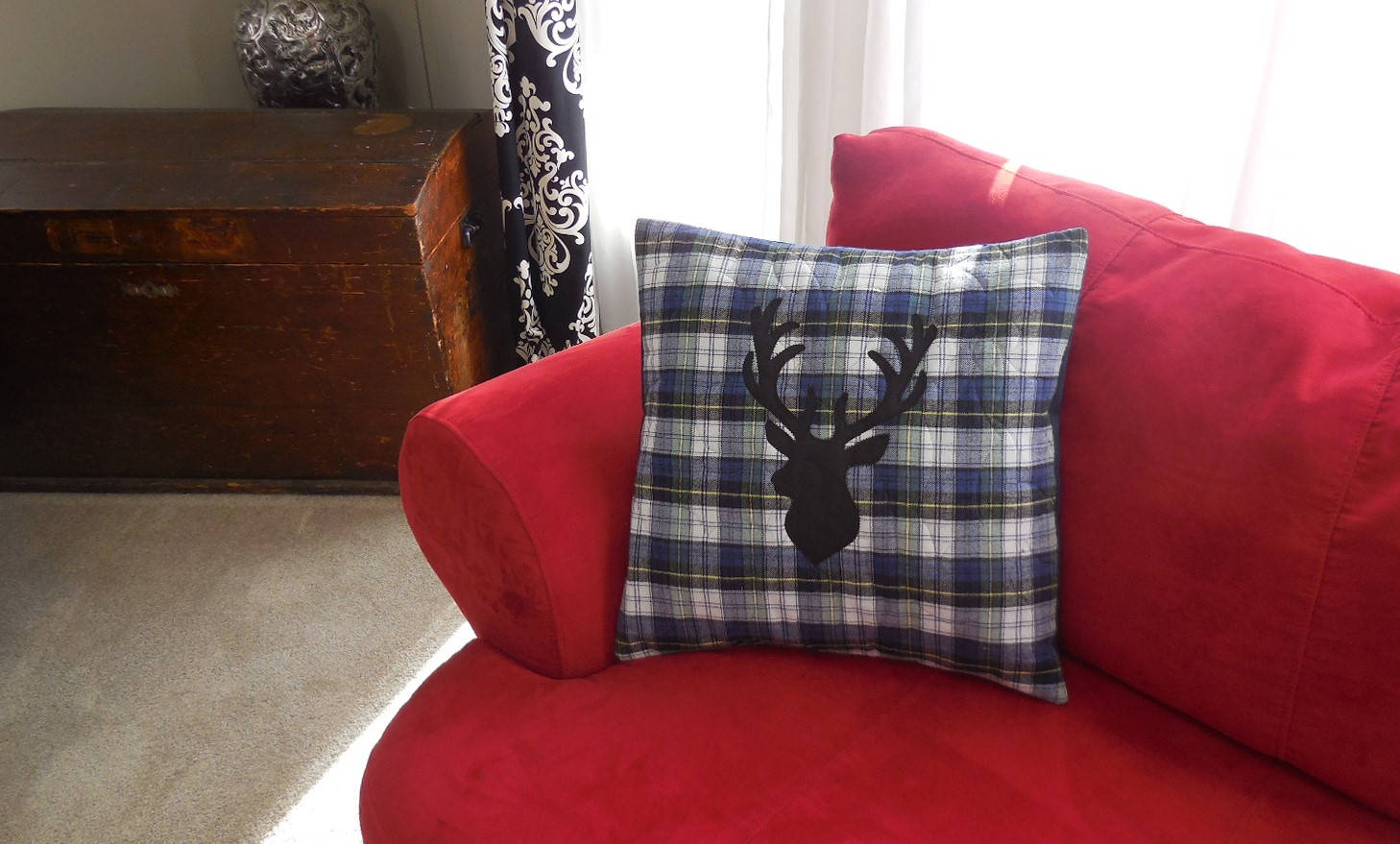 Christmas Novelty Throw Pillow Cover With Deer Antler Motif. Etsy UK