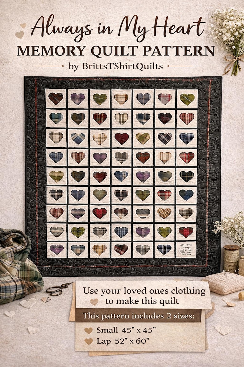 Memory Quilt Pattern. Always in My Heart (PDF Download) - Etsy
