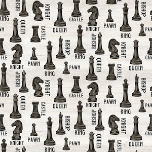 Chess fabric - I'd Rather Be Playing Chess - Black and White - Riley Blake Designs Fabric - Quilting Cotton - Out of Production