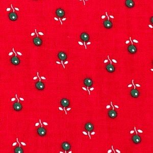 Red Fabric - Red and green flower print fabric - Cranston VIP Vintage Quilting Cotton - tiny floral print