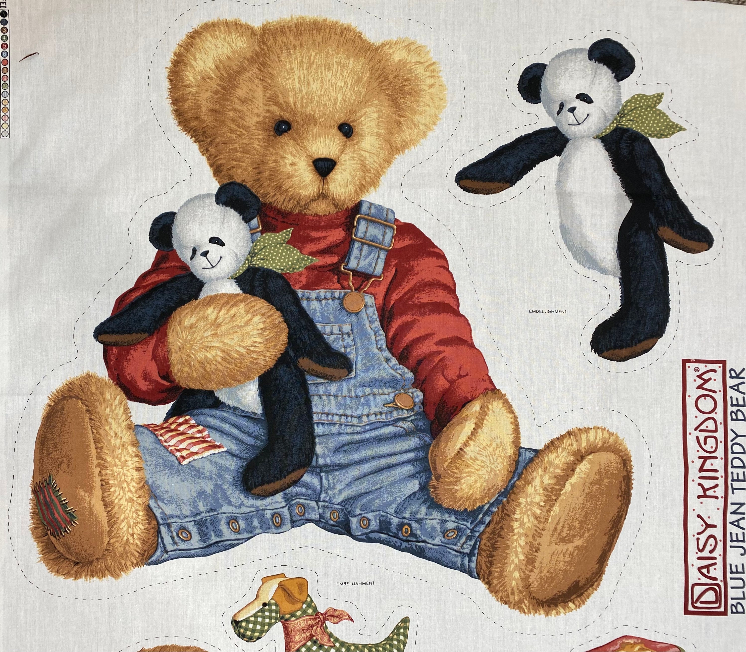 Blue jean teddy bear fabric discount