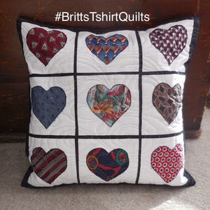 Memory Pillow made from YOUR shirts or ties. Send YOUR loved one&#39;s clothing or ties. 9 tie max - 1 tie min. Always in My Heart Heart Pillow