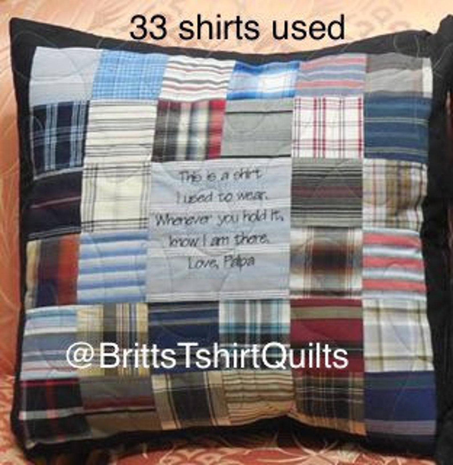 Keepsake Patchwork Pillow / Dad Shirt Pillow / Memorial Shirt Etsy