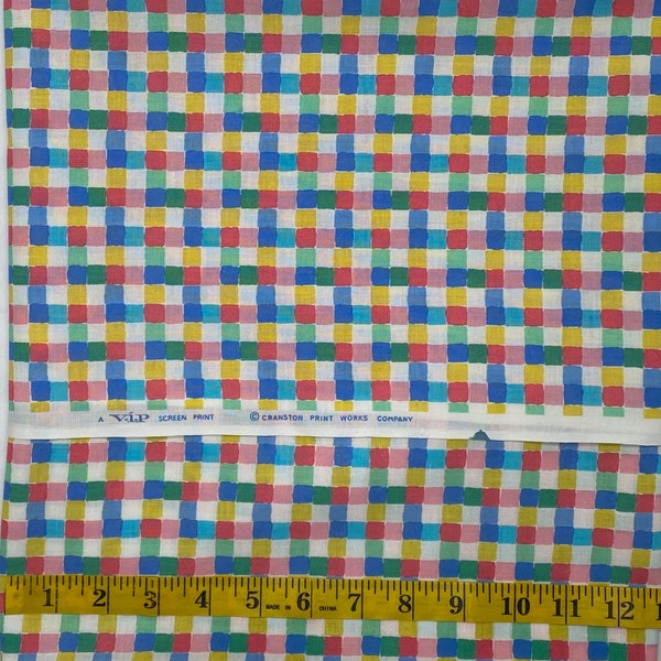 Easter fabric. Checker - Pastel checker print - Cranston Print Works VIP fabric - vintage 1980's fabric - rare