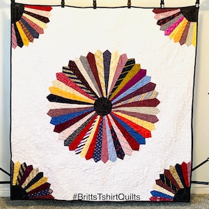 Handmade Necktie Memory Quilt. Necktie quilt. Made from Your Loved One&#39;s Neckties - Personalized Keepsake. 65 x 70 in. Made from ties.