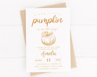 Pumpkin Baby Shower Invitation Fall Party Invite, Editable Template, Pumpkin Birthday Invitation, Autumn Fall Themed Invitation Template