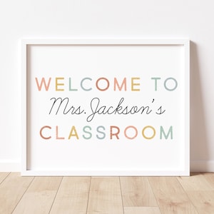 Teacher Name Door Sign, Classroom Welcome Sign, Kindergarten Decor, Teacher Supplies, Editable Teacher Template Printable, Back to School