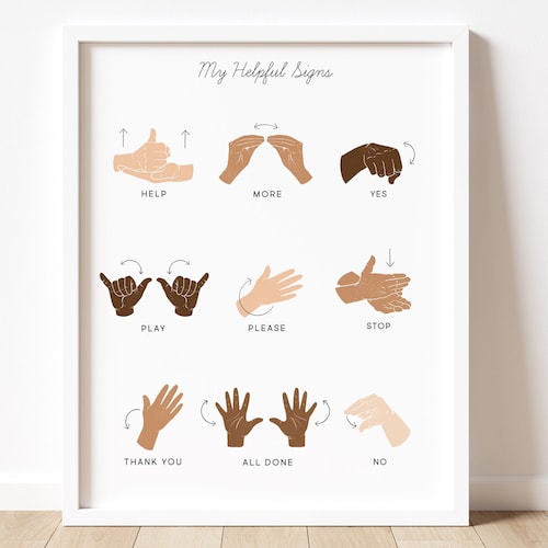 ASL Sign Language Manners & Basic Signs Color Calming Corner Etsy