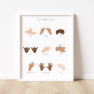 Neutral ASL Manners & Basic Signs Print, Montessori Classroom Decor (Digital Download)