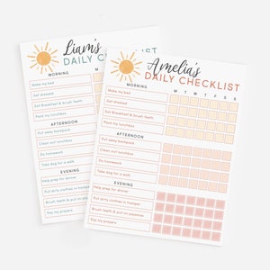 Editable Chore Chart Daily Checklist Responsibility Chart Daily Routine To Do List | Personalized Printable Planner Download Home school