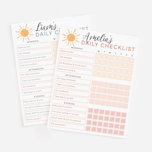 Editable Chore Chart Daily Checklist Responsibility Chart Daily Routine To Do List | Personalized Printable Planner Download Home school