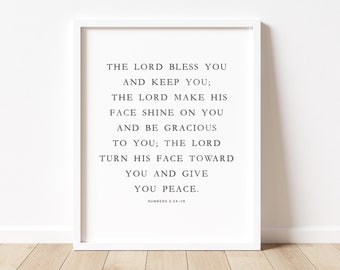 The Lord Bless You and Keep You, Numbers 6:24-26 Scripture, Bible Wall Art, Christian, Jesus, Bible Verse Print, The Blessing, Biblical Art