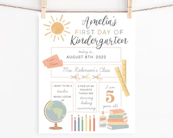 First Day of School Sign Editable Template, Last Day of School Printable, Back to School Photo, Kindergarten Preschool, 1st Day of School