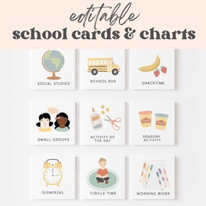 Bearbeitbare Schulalltag Karten Diagramm, Täglicher Rhythmus für Kleinkinder, Visueller Stundenplan | Kindergarten Pre K Homeschool, Druckbare Datei | Montessori
