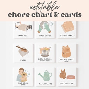 Editable Chore Cards & Chart, Toddler Daily Rhythm, Visual Chore Cards Kids | Responsibility Chart Checklist, Download Printable Montessori