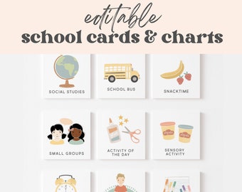 Editable School Routine Cards Chart, Toddler Daily Rhythm, Visual Schedule | Kindergarten Pre K Homeschool, Download Printable | Montessori