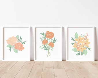 Floral Nursery Print Boho Flower Wall Art Print Download Printable Nursery Decor Little Girl Baby Room Playroom Botanical Wildflower Pink