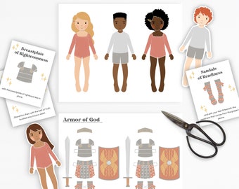 Armor of God Paper Dolls | Ephesians Scripture Cards (Digital Download)