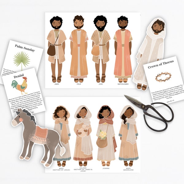 Editable Easter Scripture Cards Jesus Holy Week Kids Activity Resurrection Eggs Paper Dolls Homeschool Christian Bible Jesus | PRINTABLE