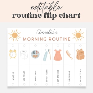 Morning & Evening Routine Flip Chart, Editable Visual Schedule | Kindergarten Preschool Homeschool Printable | Montessori Custom Routine