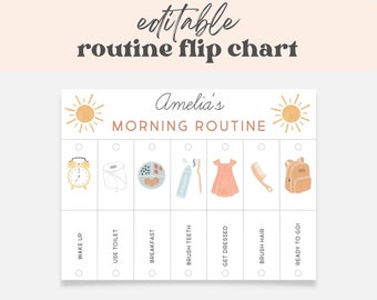 Morning & Evening Routine Flip Chart, Editable Visual Schedule | Kindergarten Preschool Homeschool Printable | Montessori Custom Routine