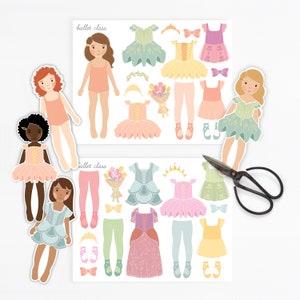 Ballerina Prinzessin Papierpuppen Druckbare Aktivität Handwerk Ballett Geburtstag Geschenk Prinzessin Party Favor Homeschool Kindergarten Montessori