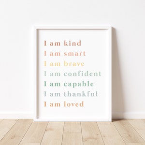 Affirmationen Diagramm Illustration Kunstwerk Poster | Ich werde geliebt, Christlich, Montessori, Erziehung, Kindergarten, Klassenzimmer | Druckbare Kunst herunterladen |