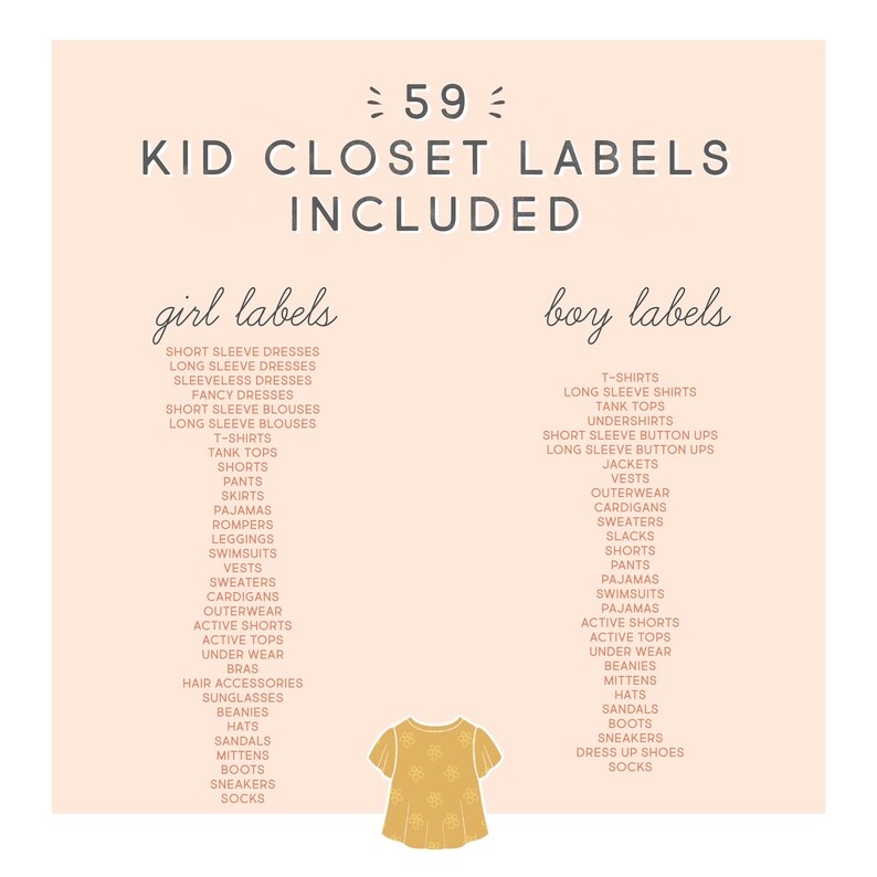 Editable Printable Kids Clothing Dresser Drawers Closet - Etsy