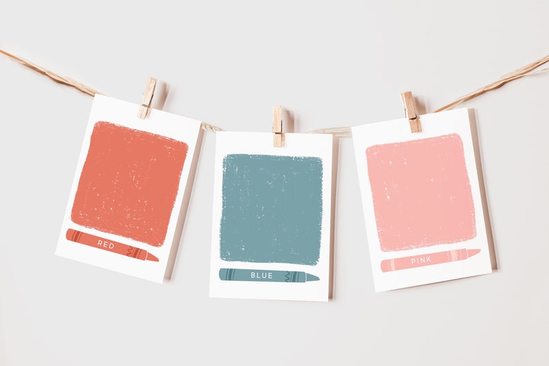Cartes Flash couleurs | Coin apaisant, Montessori, éducation, crèche, affiche de salle de classe | Téléchargez des oeuvres d'art imprimables | 3,5 x 4,5 pouces | Numérique couleur image 1