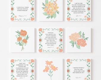 Christian Birth Affirmation Cards, Bible Scripture, Floral Design (Digital Download)