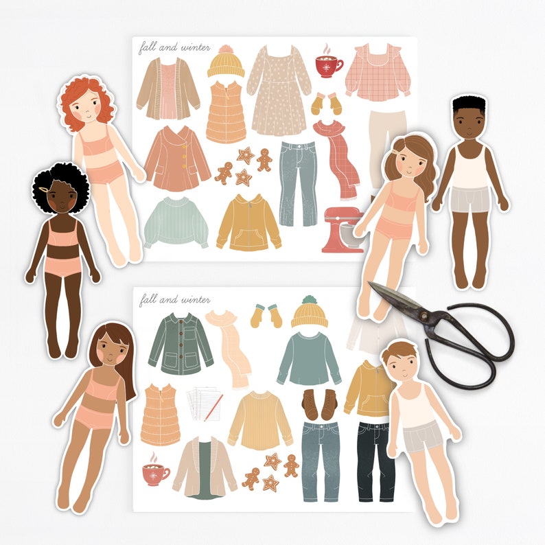 Paper Dolls Kit Printable Activity Craft Girls & Boys Birthday Party Gift Party Favor Homeschool Pre K Kindergarten Paper Cut Out Montessori image 6