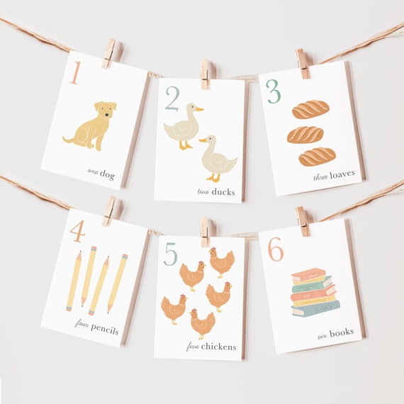 Numbers Flash Cards, Classroom Playroom or Homeschool Decor (Digital Download)
