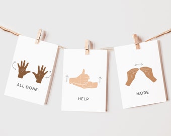 Cartes flash en langue des signes américaine ASL | Coin apaisant, Montessori, éducation, crèche, maternelle, affiche de salle de classe | Téléchargez l'art imprimable