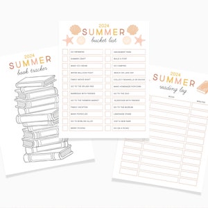 Editable Summer Bucket List Printable 2024, Summer Activities List for Kids, Template, Summer Calendar, Book Tracker, Reading Log Set Poster