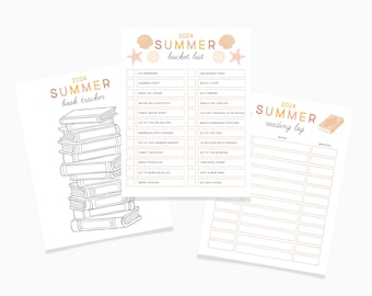 Editable Summer Bucket List, Reading Log & Book Tracker for Kids (Digital Download)