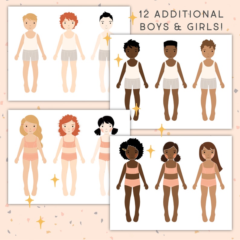 Paper Dolls Kit Printable Activity Craft Girls &amp; Boys Birthday - Etsy