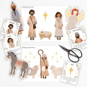 Editable Nativity Christmas Advent Scripture Cards Nativity Kids Activity Paper Dolls Homeschool Christian Bible Jesus | Download PRINTABLE