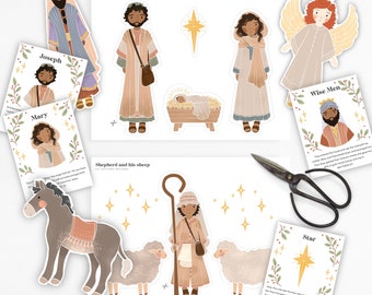 Editable Nativity Christmas Advent Scripture Cards Nativity Kids Activity Paper Dolls Homeschool Christian Bible Jesus | Download PRINTABLE