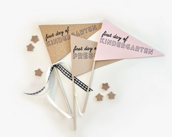 First Day of School Pennant Flag Craft, Photo Prop (Digital Download)