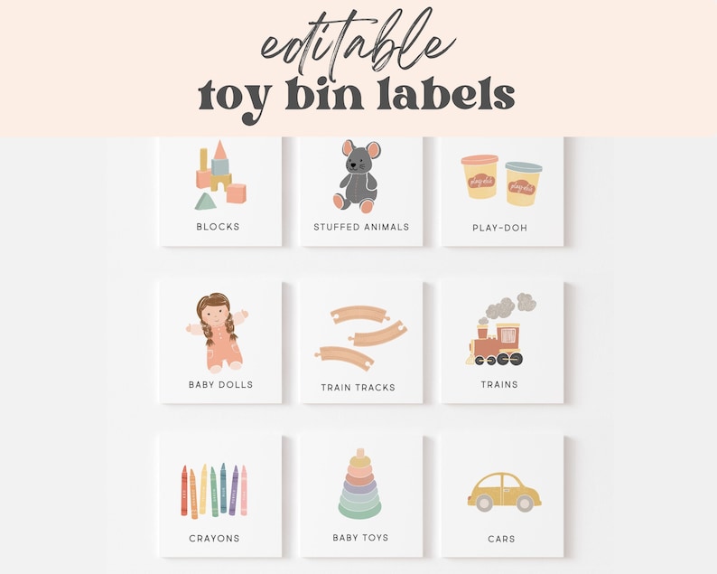 Editable Printable Toy Trofast Bin Storage Labels, Visual Pictures Download | Montessori | Homeschool Pre-K Classroom Playroom Organization 